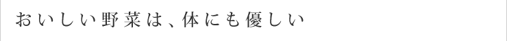 おいしい野菜は、体にも優しい