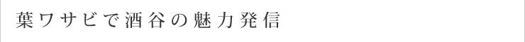 葉ワサビで酒谷の魅力発信