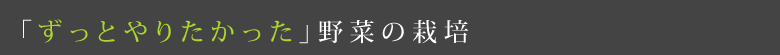 「ずっとやりたかった」野菜の栽培