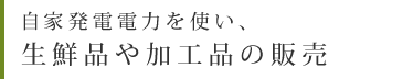 自家発電電力を使い、生鮮品や加工品の販売