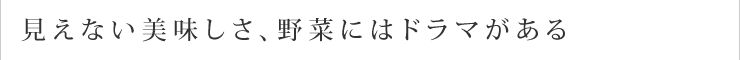 見えない美味しさ、野菜にはドラマがある