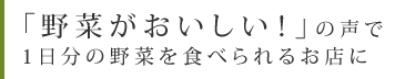 「野菜がおいしい！」の声で1日分の野菜を食べられるお店に