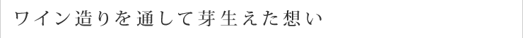 ワイン造りを通して芽生えた想い