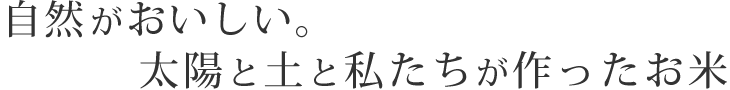 自然がおいしい。太陽と土と私たちが作ったお米